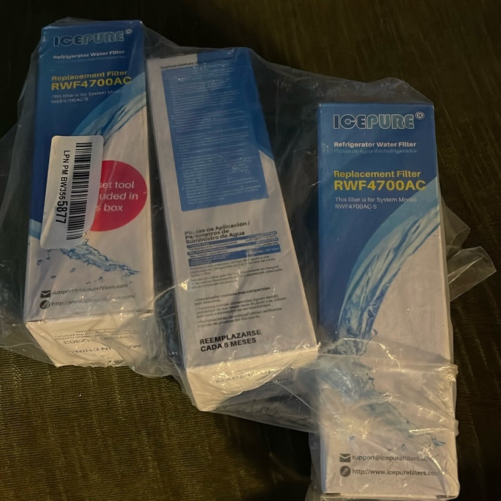 RWF4700AC ICE PURE 3 Pack Refrigerator Water Filters for LG + Kenmore Elite